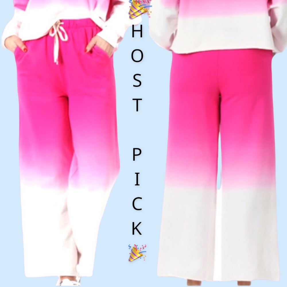 ❌DONATED❌Hot Pink Ombre’ Dipped Dyed Lounge Pants - Picture 1 of 10